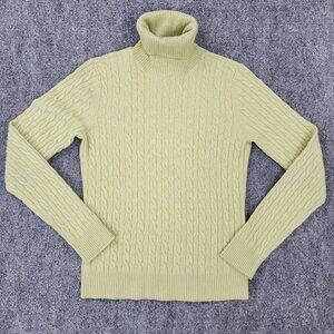 Peck Peck Women's Green Cashmere Chunky Knit Long Sleeve Turtleneck Sweater